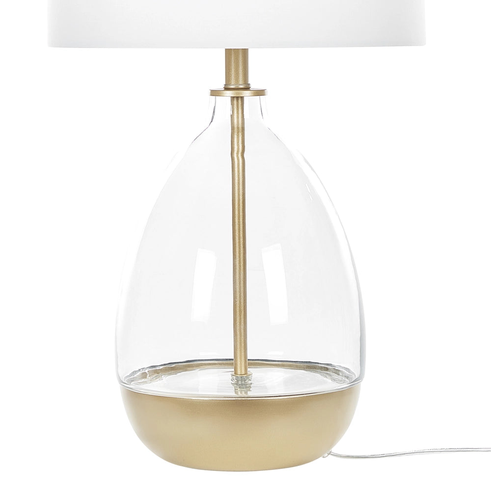 Lampada da tavolo bianca con base in vetro trasparente Paralume impero bianco da comodino con decorativo