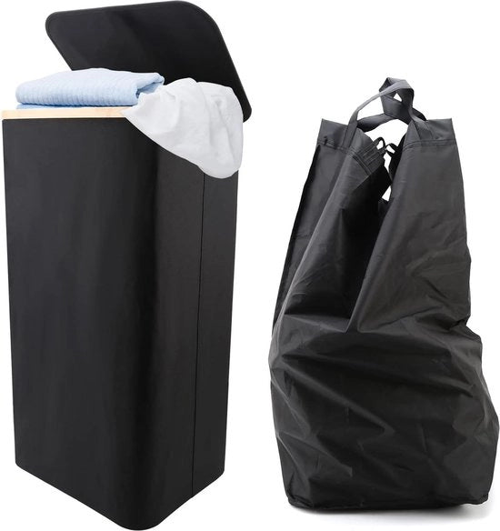 Wascuccia con coperchio e sacchi lavaggio rimovibili, 100L lavasciuga pieghevole, grande lavasciuga con maniglie, lavasciuga per camera da letto, ripostiglio bagno 40,5 x 33 x 75 cm