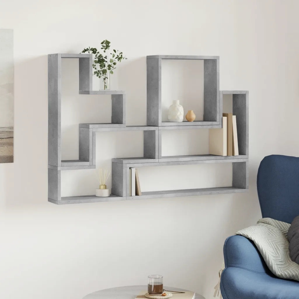 Scaffale a Parete Grigio Cemento 90x12x64 cm Legno Multistrato 840803