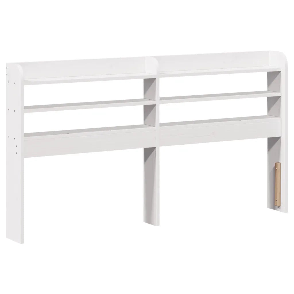 Testiera con Ripiani Bianca 135 cm in Legno Massello di Pino 850954