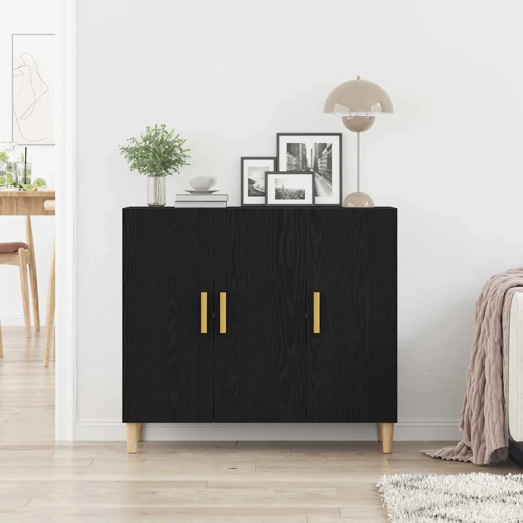 Credenza Rovere Nero 90 x 34 x 80 cm Legno multistrato 862761