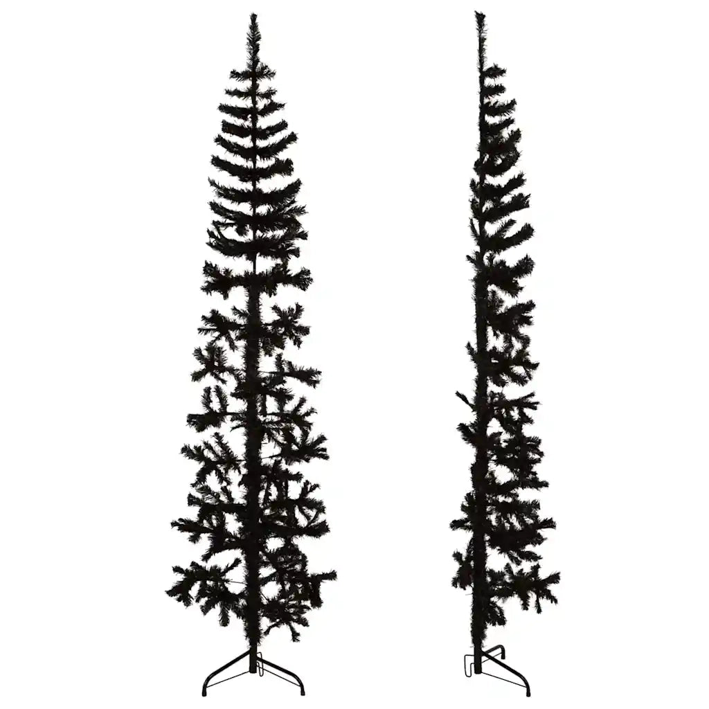 Albero Natale Artificiale Sottile a Metà e Supporto Nero 240 cm 344578