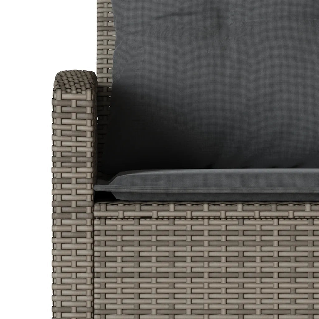 Divano a Forma di L con Cuscini in Polyrattan Grigio