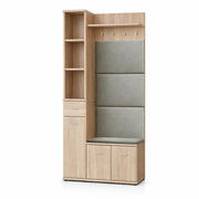 Mobile Ingresso Scarpiera Appendiabiti Imbottito Set Entrata Anta Colonna Vani Guardaroba Ganci Ripiani Contenitore Multifunzione Salvaspazio Per Corridoio Casa Design Moderno 90 x 32 x 203 Cm Rovere