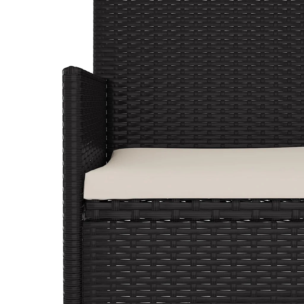 Panchina da Giardino | Panca da Giardino a 3 Posti con Cuscini in Polyrattan Nero