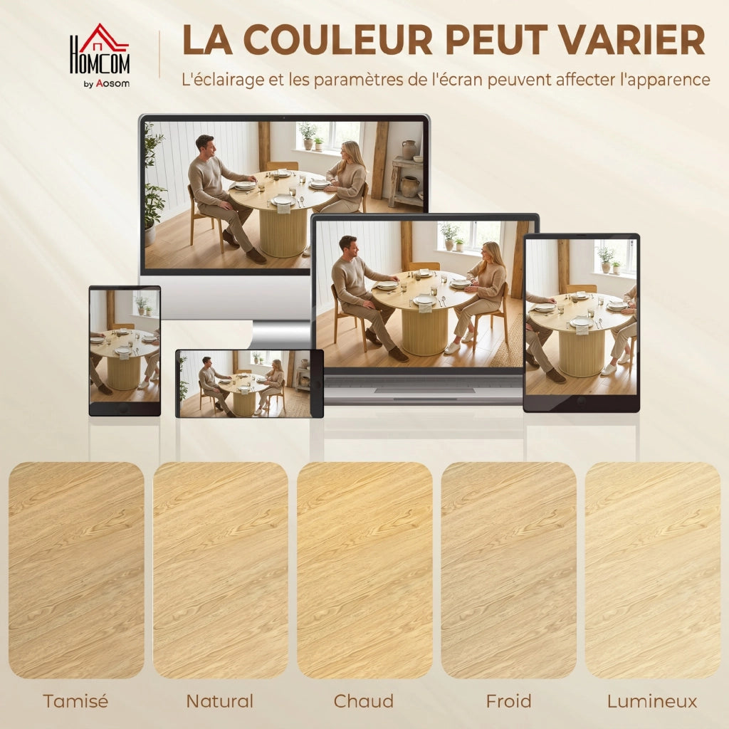 Tavolo da pranzo rotondo allungabile 4-6 persone ¨C Xylo ¨C ? 120x75 cm legno naturale base cannelata