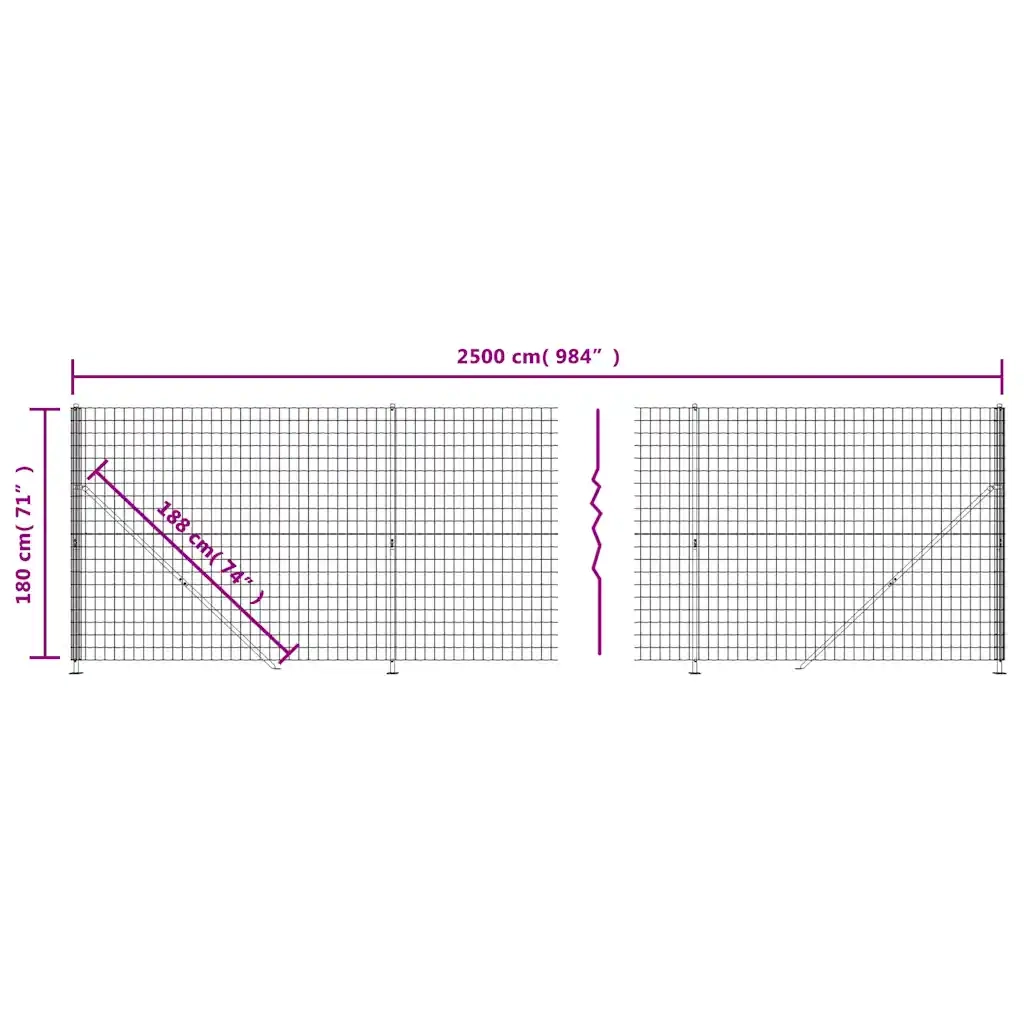 Recinzione Metallica con Flangia Antracite 1,8x25 m
