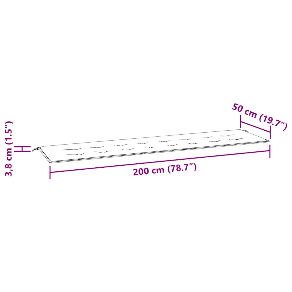 Cuscino per Panca-Cuscini per panchina Crema 200x50x4 cm in Tessuto Oxford