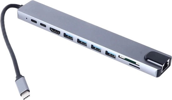 Pannello di Docking con schermo 4K, Multifunzionale, Multiporta, in lega di alluminio, Hub USB C, Alta Velocità di Trasmissione, per Laptop e Altro.