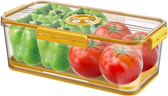 Organizzatore di lavoro per cucina Timed Fresh - Cassetta per pane trasparente con sigillatura in silicone - Cassetta per torte gialla