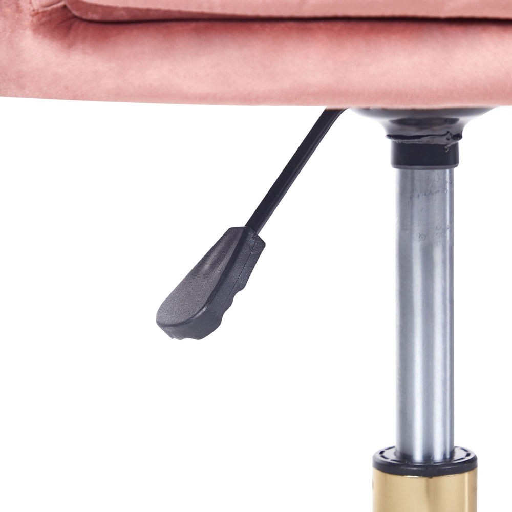 Sedia da ufficio in velluto di colore rosa con base girevole altezza regolabile elegante moderna