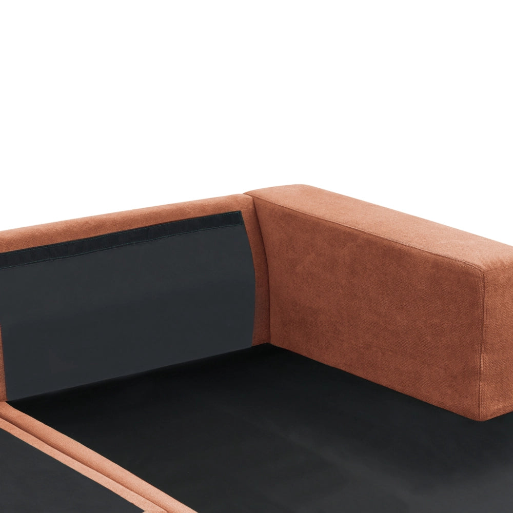Divano angolare lato sinistro in Tessuto imbottito rosso chiaro con Cuscini 3 posti stile moderno minimalista
