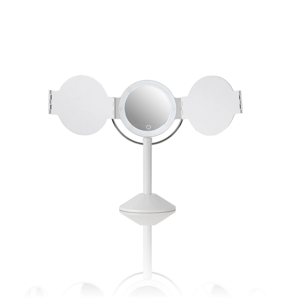 Specchio da tavolo con led in plastica bianco cm. L.25xP.20,5xH.46,5