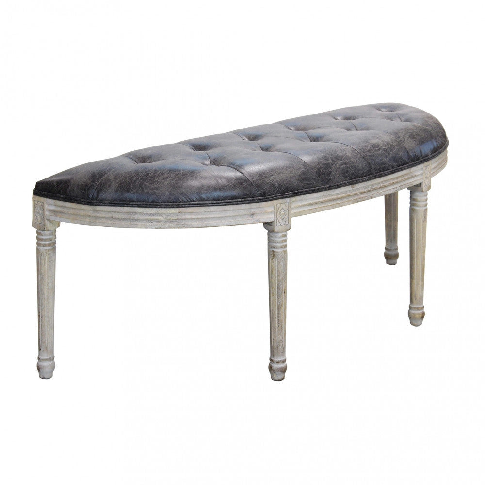 Panca Margi in in Ecopelle Vintage Grigio 125x45x48 h cm in Legno Tortora