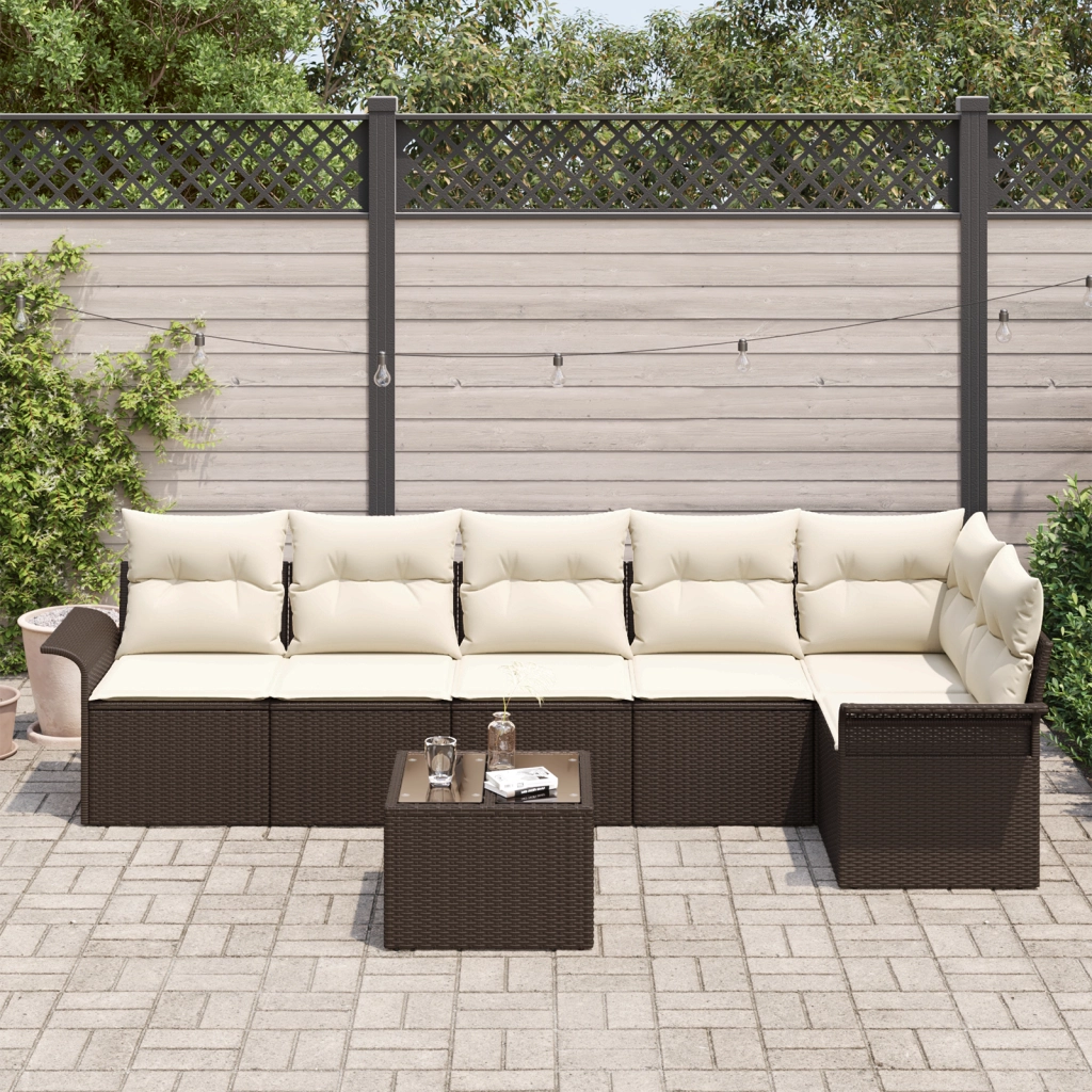 Set di divano da giardino  6 pezzi con cuscini in grigio Rattan sintetico
