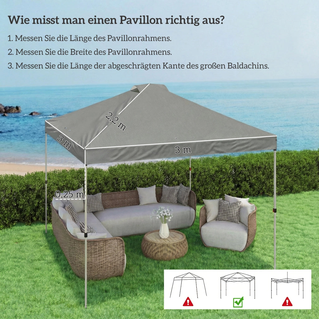 Copertura per gazebo 3x3 m ¨C zephmum ¨C grigio chiaro UV50+ impermeabile