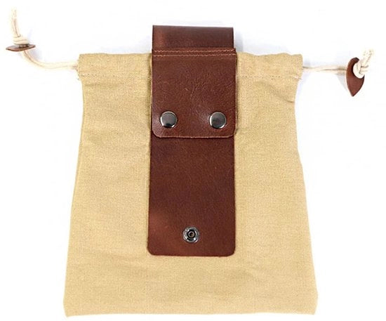 Borsa in Pelle e Canapa per il Giardinaggio - Tasca per Gli Strumenti - Esterno - Khaki - Borsa per Cibo per Cani