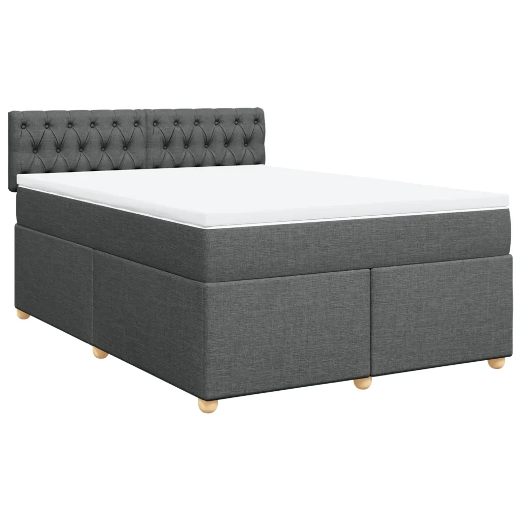 Giroletto a Molle con Materasso Grigio Scuro 140x200cm Tessuto