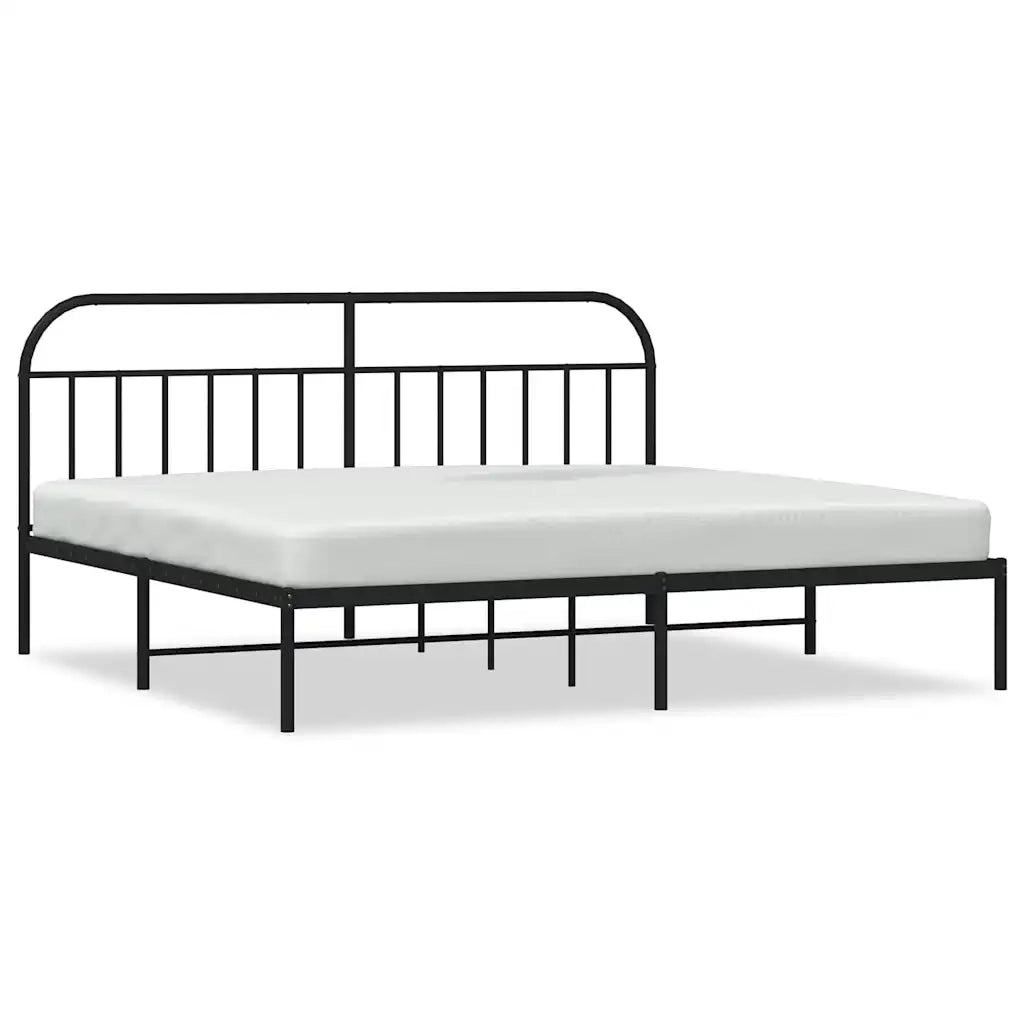 Giroletto con Testiera-Struttura Letto con testiera in Metallo Nero 200x200 cm 143324