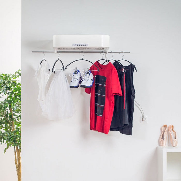 Kit Asciugabiancheria Asciugatrice per Biancheria 2 x 25W 5 Grucce e Telecomando Sciugarella Bianco