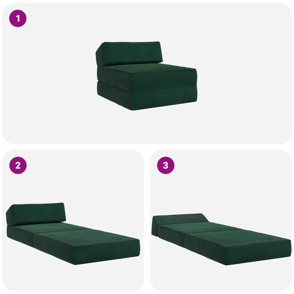 Divano Letto Pieghevole Verde Scuro 60 x 70 x 41 cm Tessuto 900060