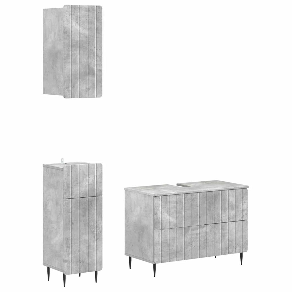 Set di armadietti da bagno in 3 pezzi ZWOLLE Grigio Cemento 3417759