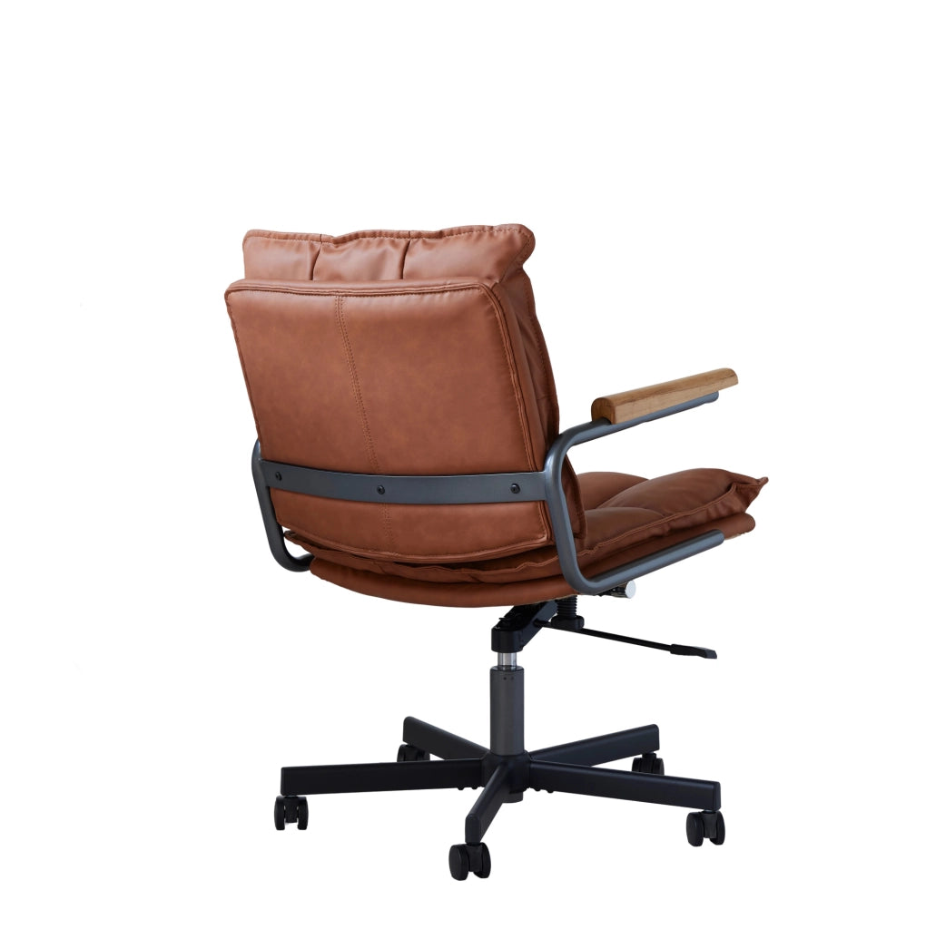 Sedia da ufficio ergonomica in similpelle marrone
