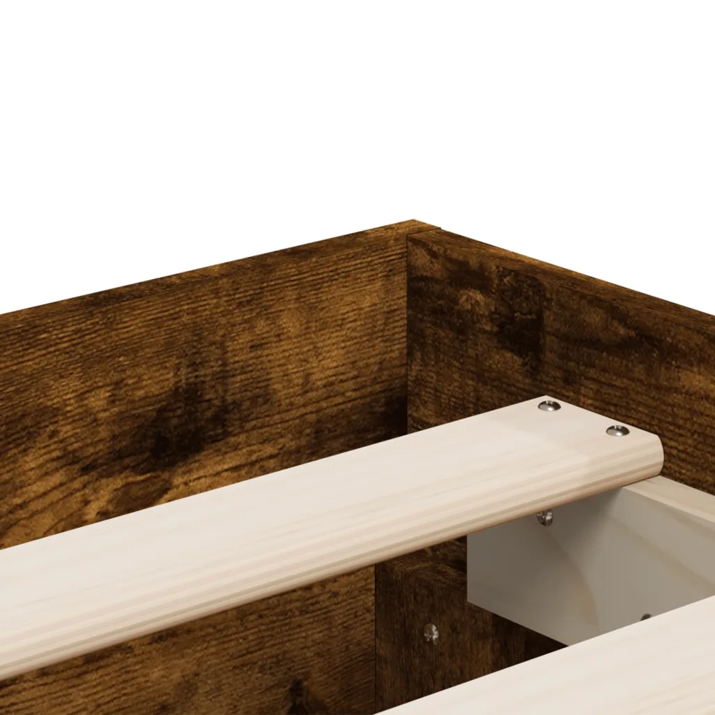 Letto matrimoniale | Letto per adulti | Giroletto con Cassetti Rovere Fumo 150x200 cm Legno Multistrato