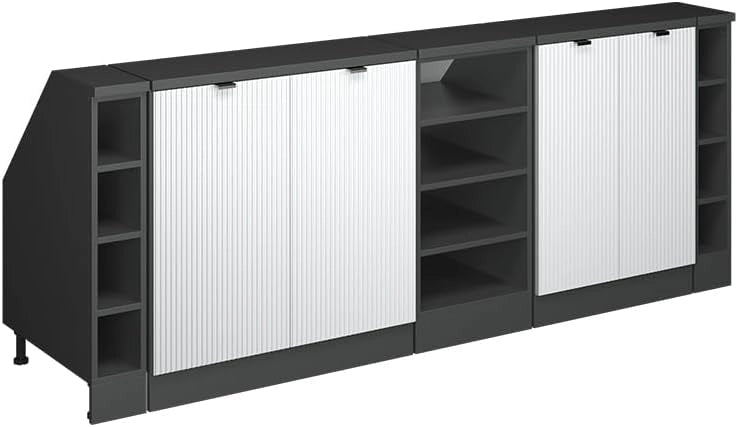 Set di mobili sottotetto Rion, Ondulazione bianca, 210 cm Set di 5 carcasse armadio profondità 60 cm, adatto per il salvaspazio sotto tetti spioventi