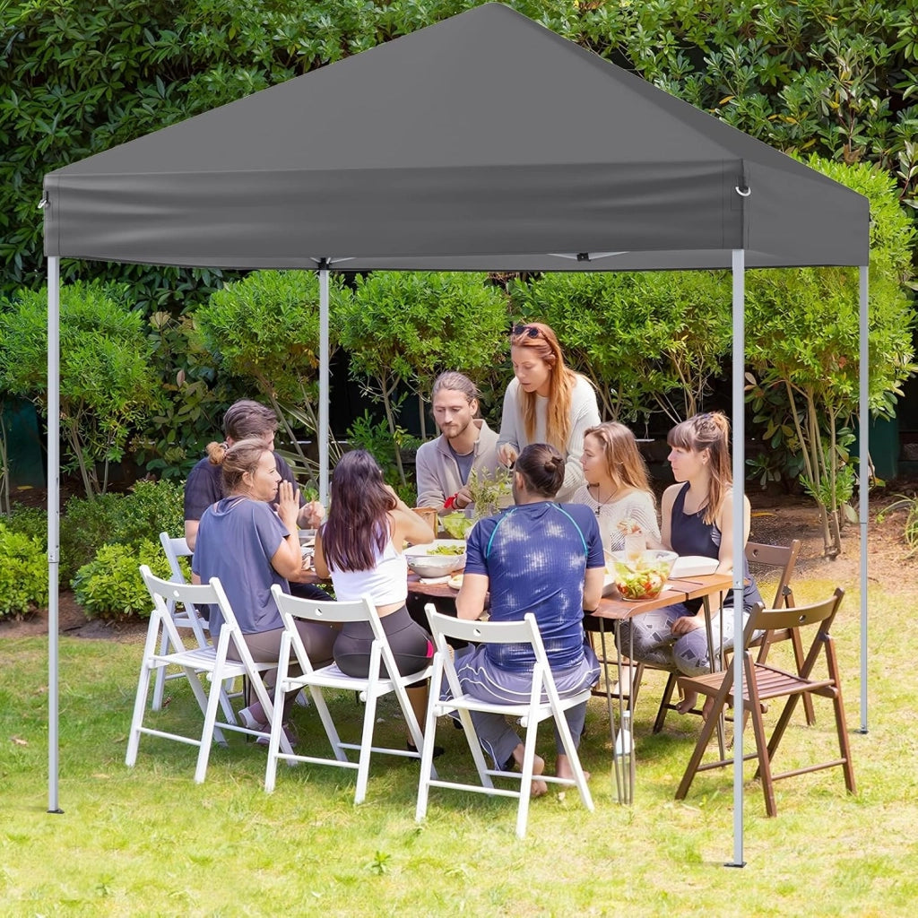 Gazebo Pop-up da Esterno 2 x 2 m, Gazebo Regolabile in Altezza con Borsa da Trasporto, 8 Picchetti e 4 Corde Antivento, Tenda Pieghevole Portatile per Giardino (Grigio)