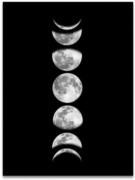 Dipinto della Fase Lunare - Non Montato - Arte per la Parete - Decorazione per la Parete - Tela Acquaparata - Stampato Professionale - 40 x 30 cm