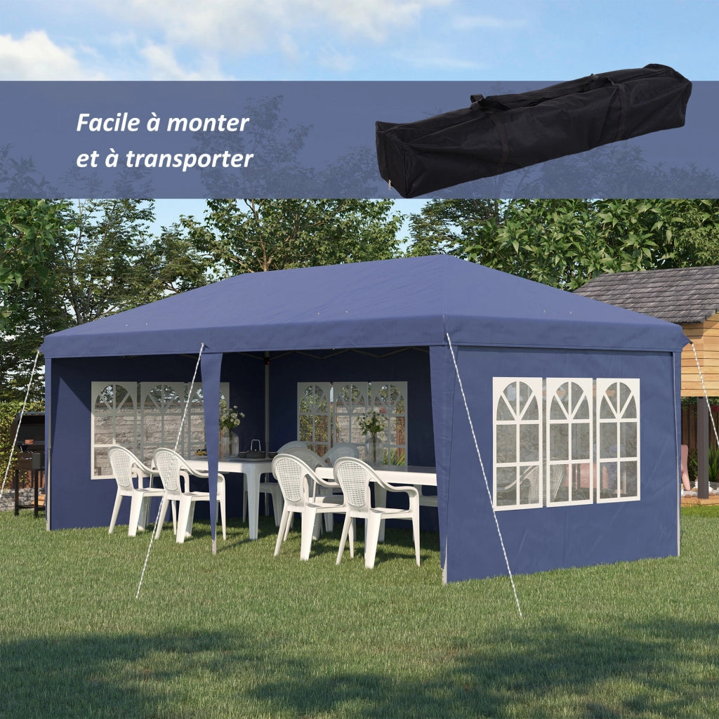 Tendone pieghevole ¨C Zephmum ¨C 300x600 cm 3 lati rimovibili blu