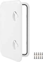 Portello d’Ispezione in ABS 60,5 x 35,5 cm, Portello di Accesso del Ponte Rettangolare Antiscivolo Apertura a 180°, Copertura del Ponte Marino della Barca, Bianco