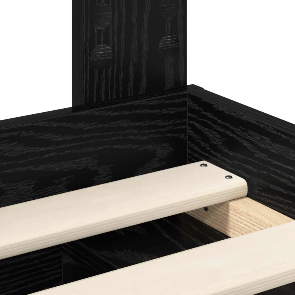 Struttura del letto-Giroletto Nero 135 x 190 cm Pino massello 921229