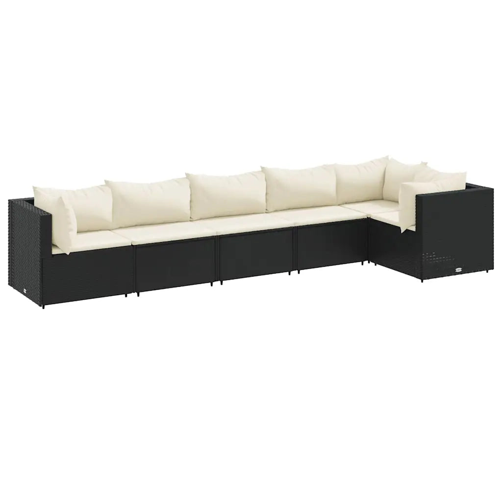 vidaXL Set Mobili da Giardino 6 pz con Cuscini in Polyrattan Nero