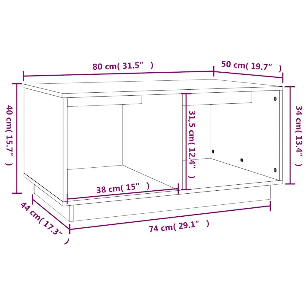 Tavolino da salotto | Tavolino da caff¨¨ | Tavolino da Soggiorno Nero 80x50x40 cm Legno Massello di Pino