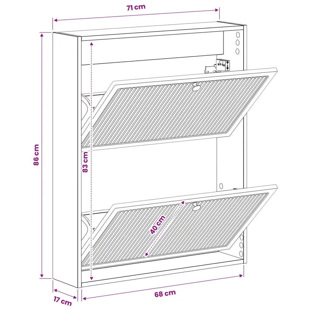 Mobiletto per Scarpe da Muro EDE 71 x 17 x 86 cm Bianco Lucido 895979