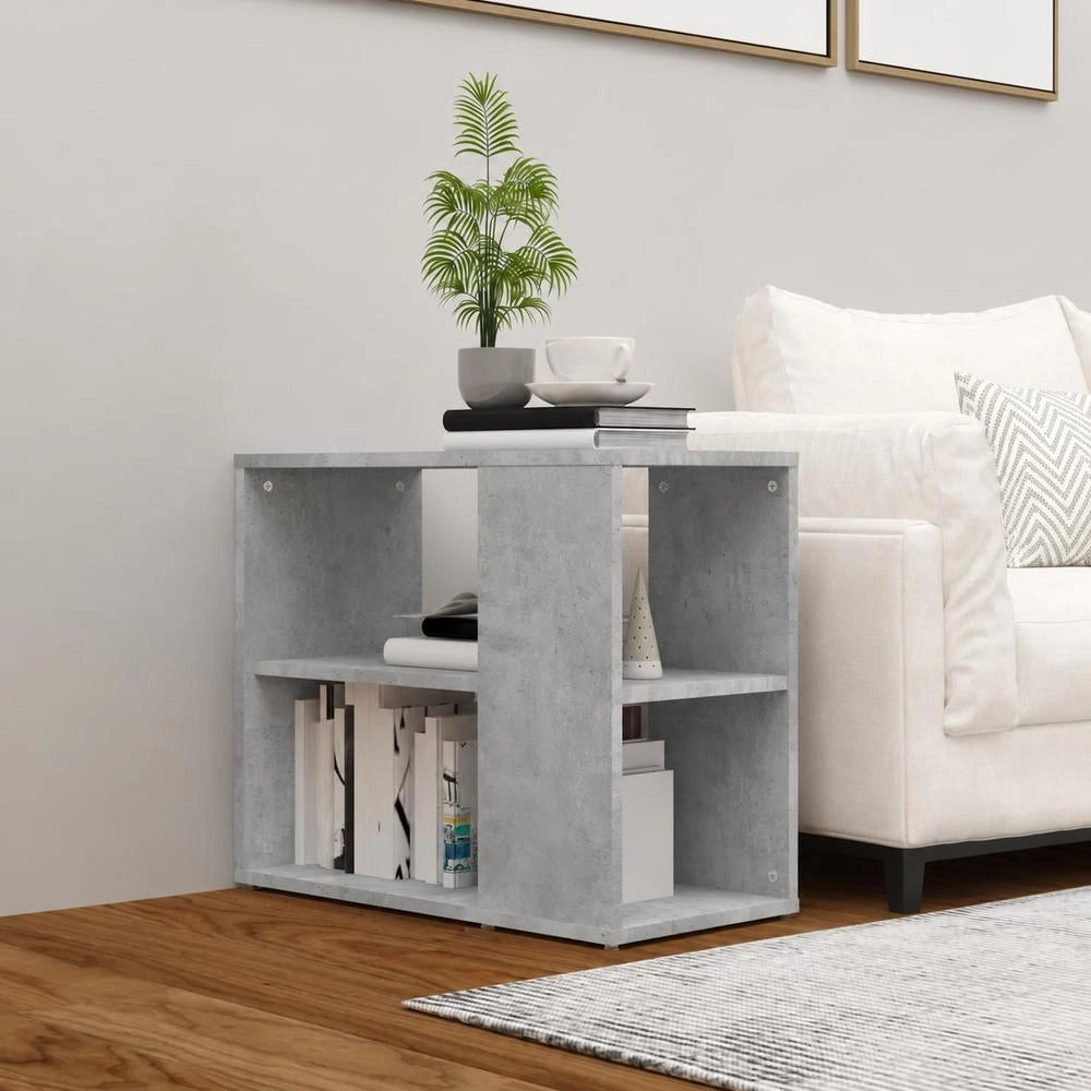 Side Table Concrete Grey 60x30x50 Cm Wood Material