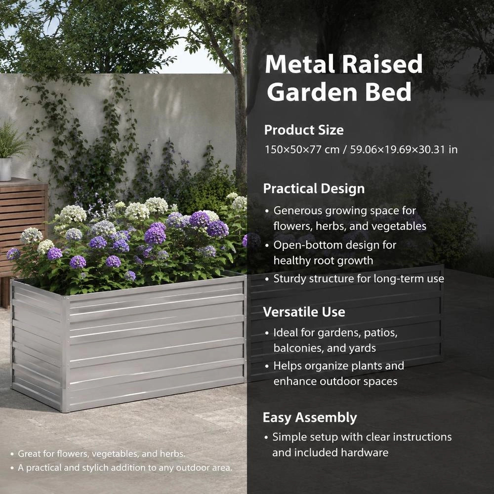 Garden Raised Bed 100x40x45 Cm Galvanized Steel Silver