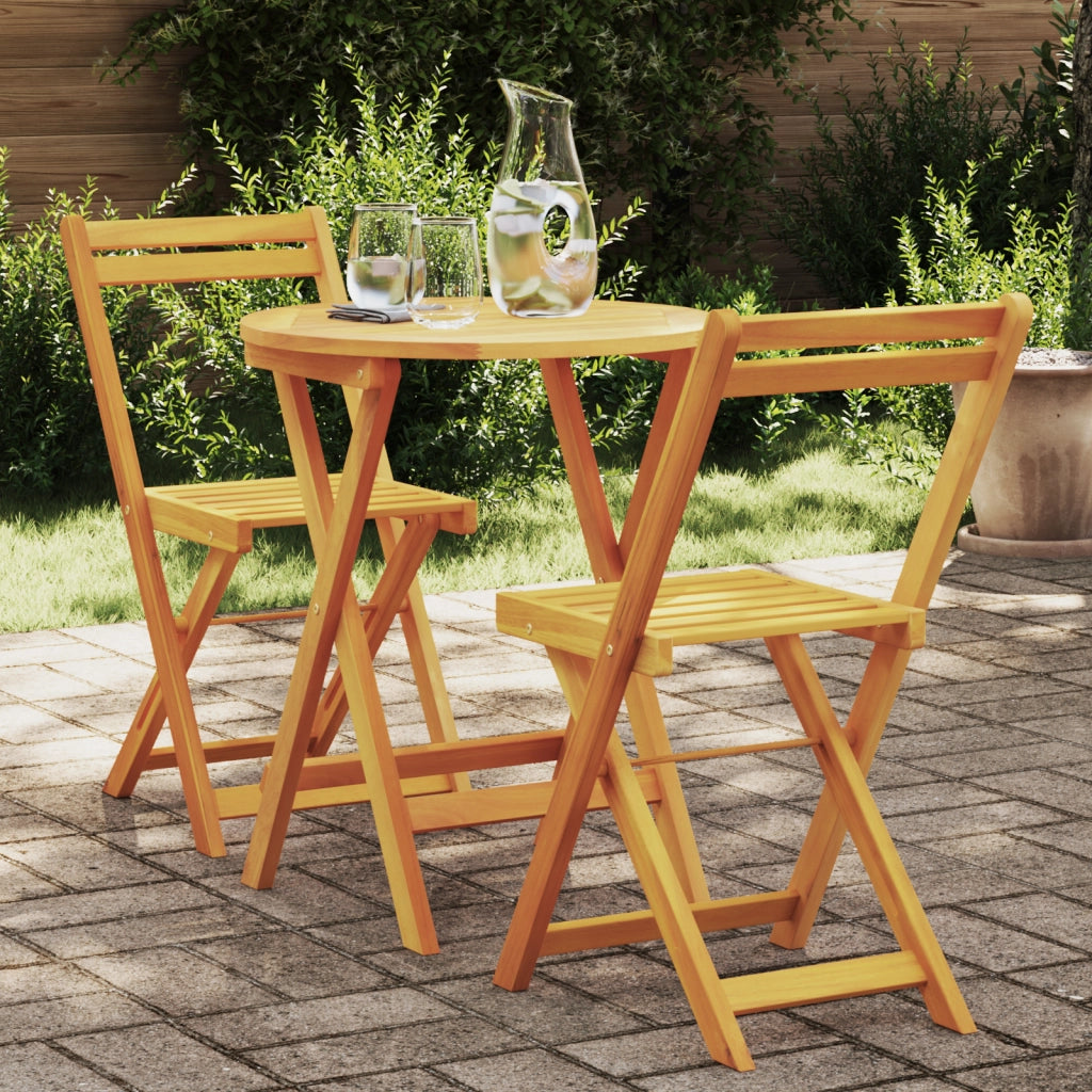 Set Bistro Pieghevole 3 Pezzi in Legno Massello Acacia