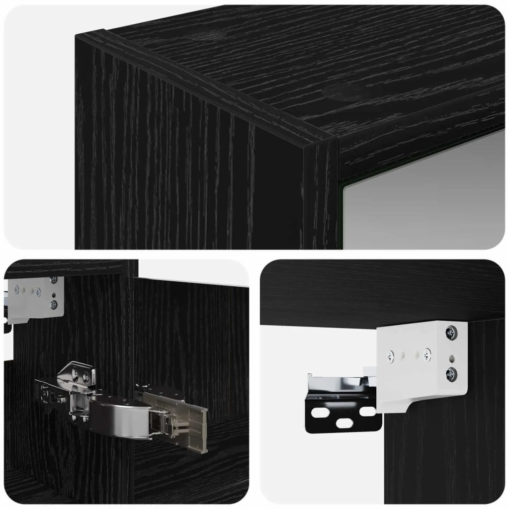 Mobiletto per specchio da bagno Rovere Nero 43 x 16 x 62.5 cm 889136