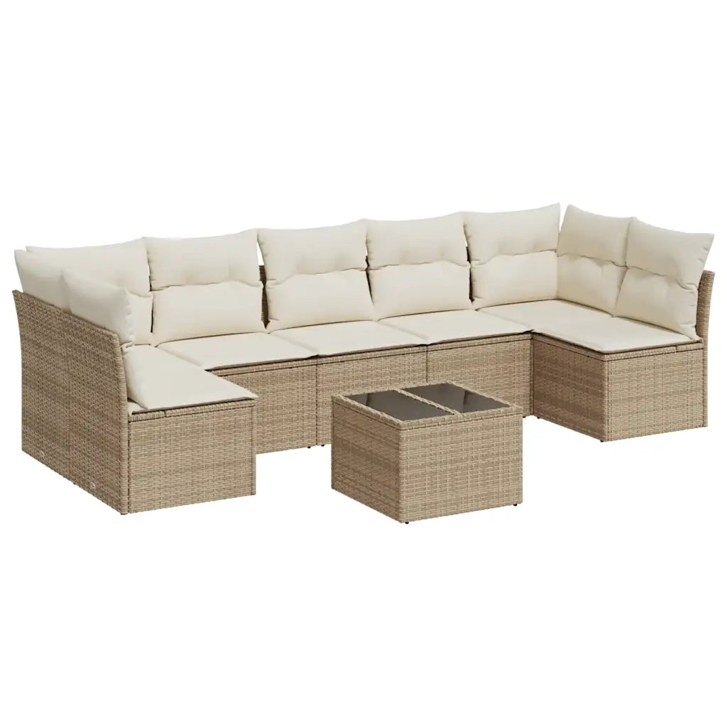 Set Divano da Giardino 8 pz con Cuscini Beige in Polyrattan 3217438