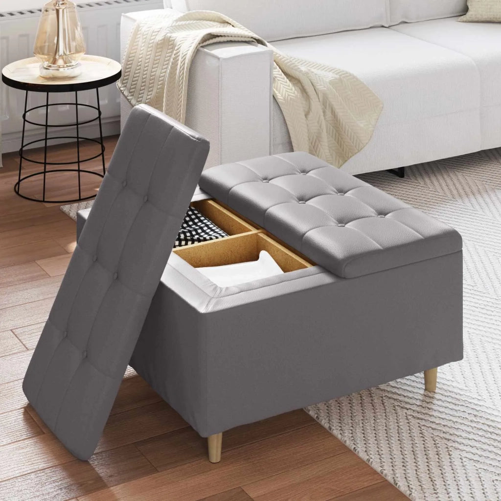 Pouf contenitore Grigio 80 x 80 x 45 cm Pelle sintetica 876845