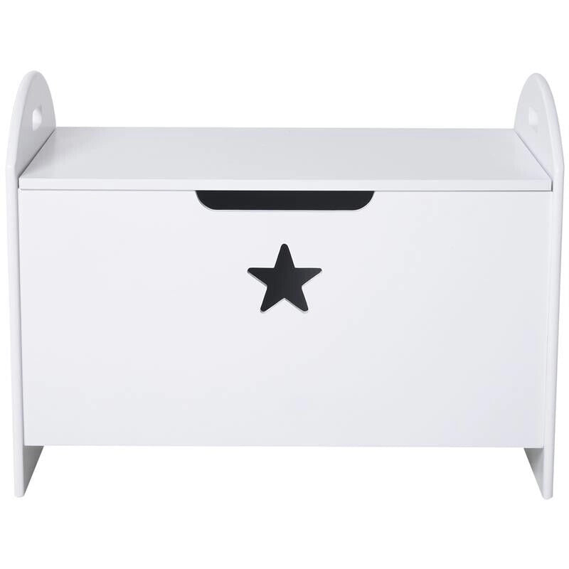 BAULE CONTENITORE PORTAGIOCHI PER CAMERETTA BAMBINI IN LEGNO BIANCO  62 X 40 X 46.5CM