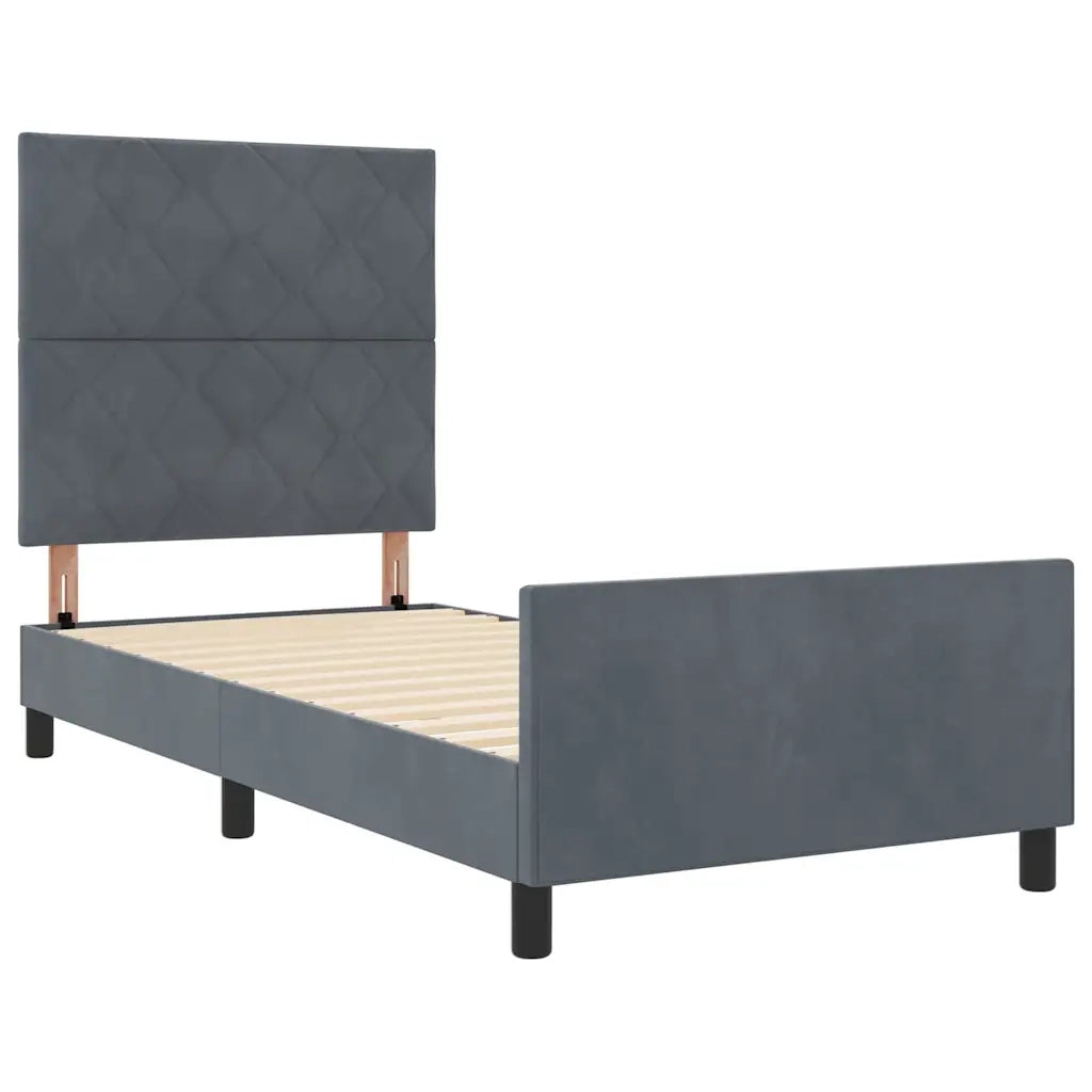 Letto a molle con testiera Grigio scuro 100 x 200 cm Velluto 3344988