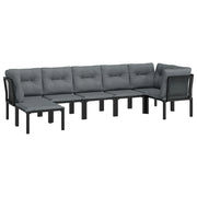 Set di mobili da giardino mobili da esterno set da 7 pezzi resina intrecciata nera e grigia 02_0017449