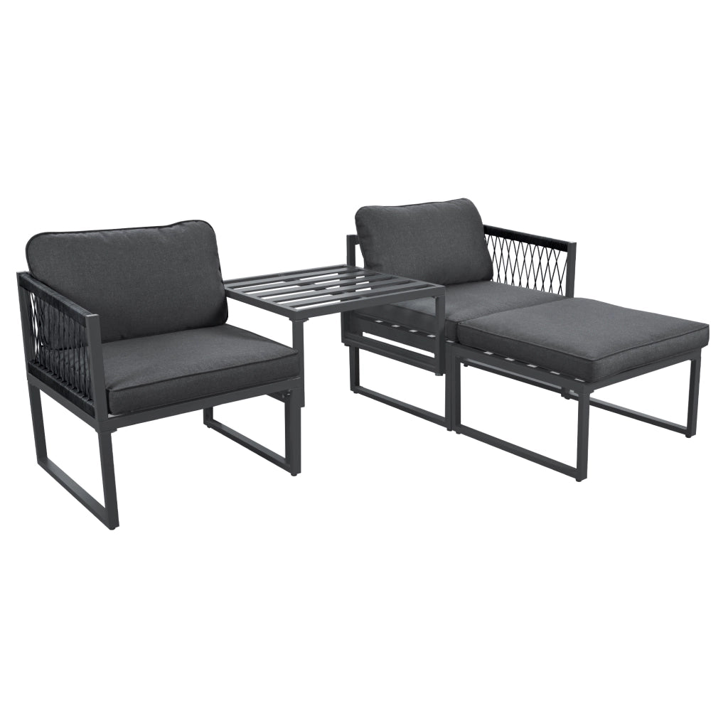 Set salotto giardino: 2 Divanooi + 2 poggiapiedi; combinazioni regolabili; grigio