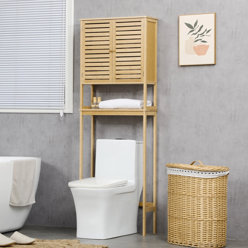 Mobiletto Bagno Sottolavabo con Ante e Ripiani ¨C zephmum ¨C Bamb¨´ 60x23x173 cm