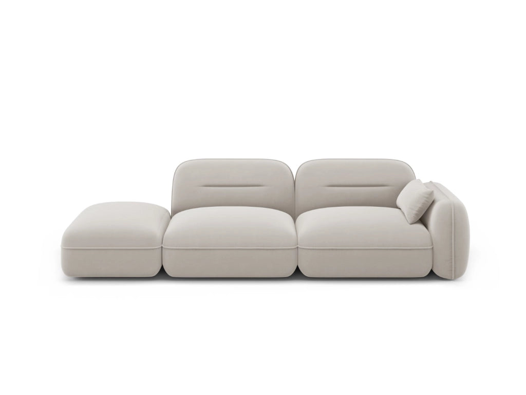 Cosmopolitan Design - Divano modulare sinistro "Sydney" 3 posti in velluto beige chiaro 
