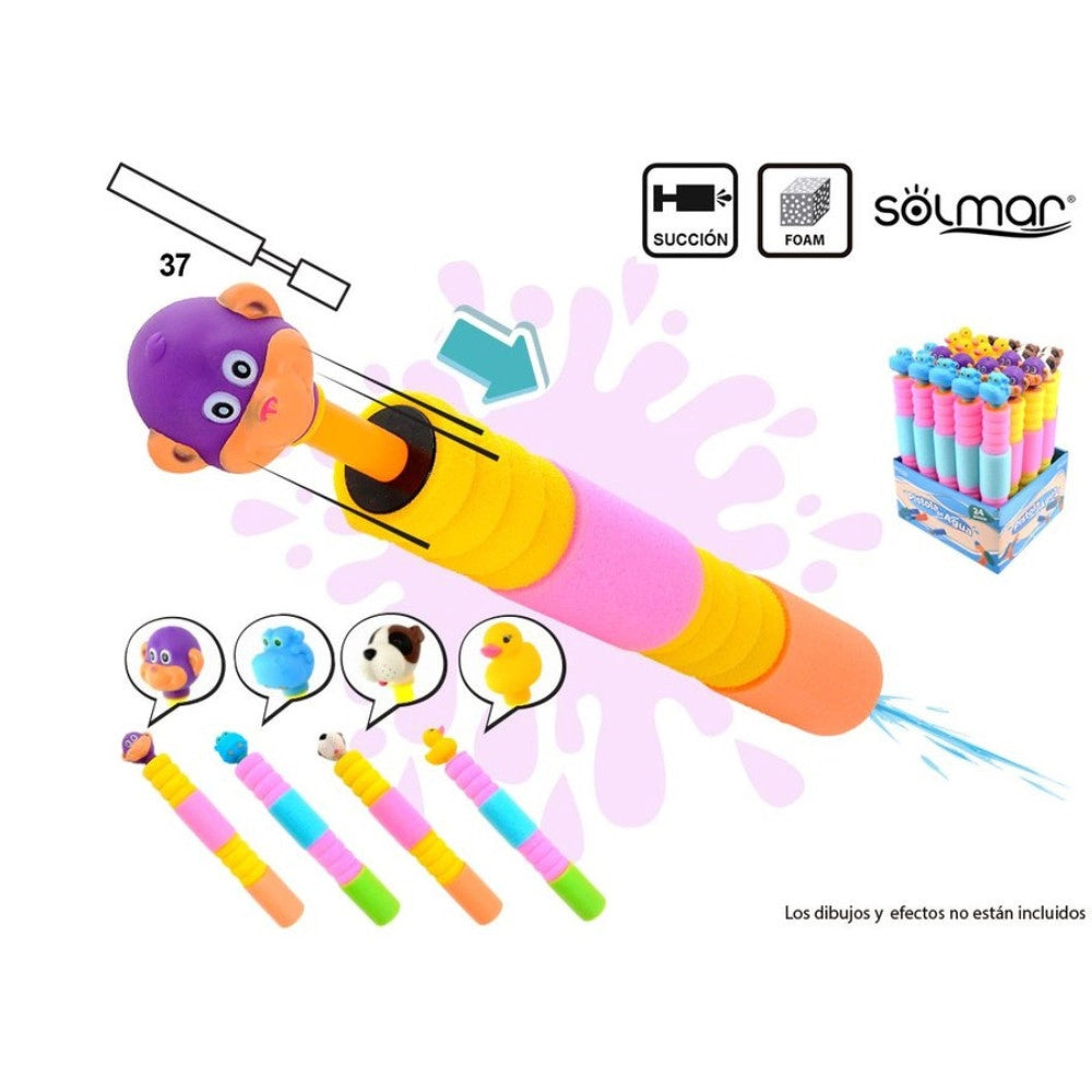Trade Shop - Pistola Acqua Foam 37 Cm Con Animale Colorata Spara Acqua Bambini Estate -